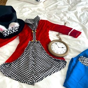 This is a custom made White Rabbit costume! It runs large and it’s a size 8.